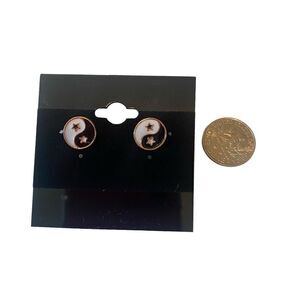 Small Yin/Yang Black & White Post Earrings.